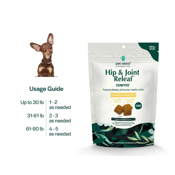 Pet Releaf Hip & Joint Edibites Cbd Small Dog 7.5oz. Peanut Butter Banana 3Mg Online Hot Sale