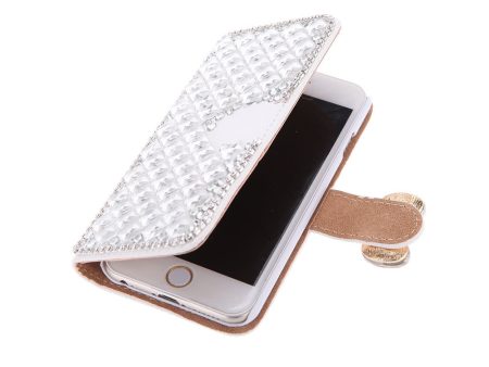 Fashion Flip PU Leather Bling Wallet Bowknot Rhinestone Diamond Protective Case Cover with Card Holder String for iPhone 6 4.7  Online now