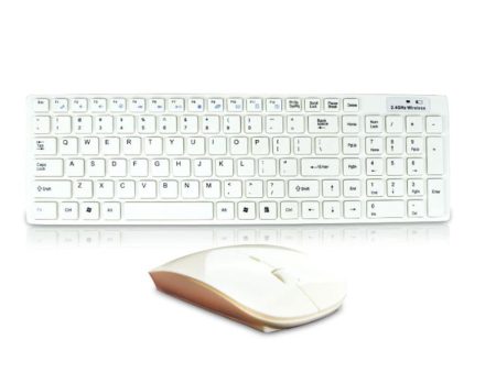 2017 Comfortable to Operate High Quality Mini Ultra thin White 2.4G Cordless Wireless Keyboard and Optical Mouse Sale