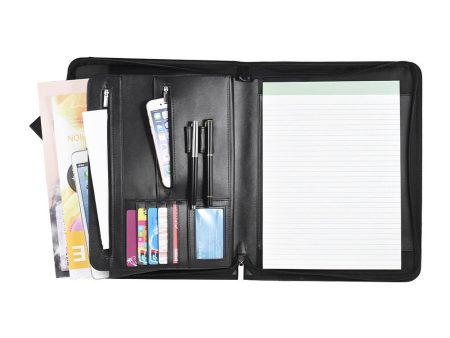 Zippered Multifunctional A4 Portfolio Professional Padfolio File Organizer with  Writing Pad Card Pockets for Businessmen Manager Sales Students For Sale