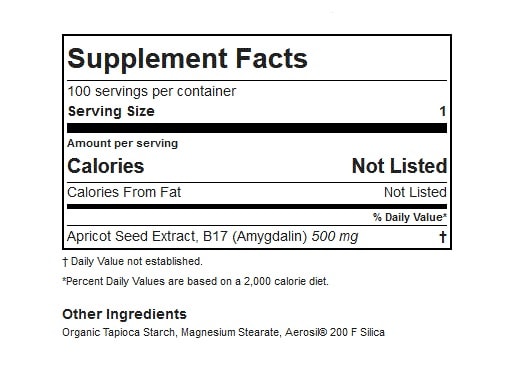 Apricot Power B17 Amygdalin 500mg 100  Capsules Supply